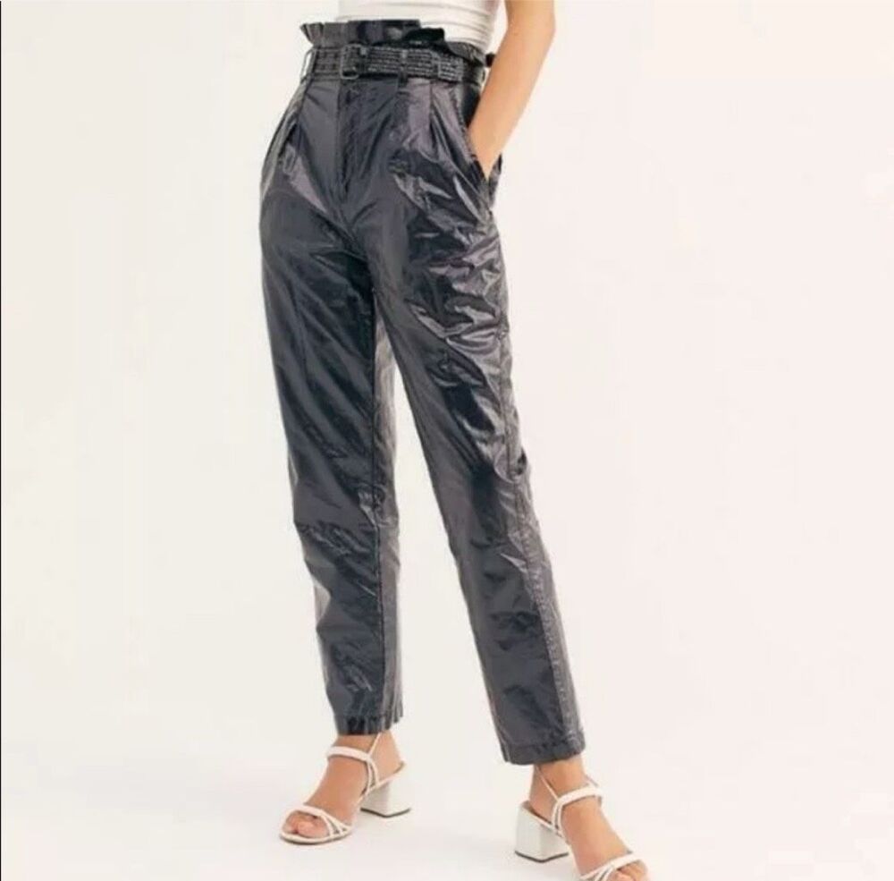 Free People Faux Leather Paperbag Pants